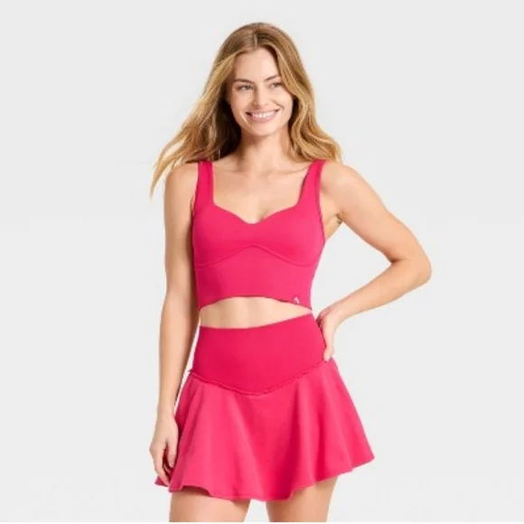 JoyLab Women's Seamless Sweetheart Support Tank Top - Red XS - Picture 1 of 3